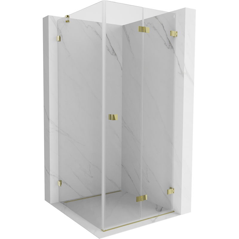 Mexen Lunar-F Duschkabine faltbar rechts 100 x 100 cm, transparent, gold - 836-100-100-50-00-P