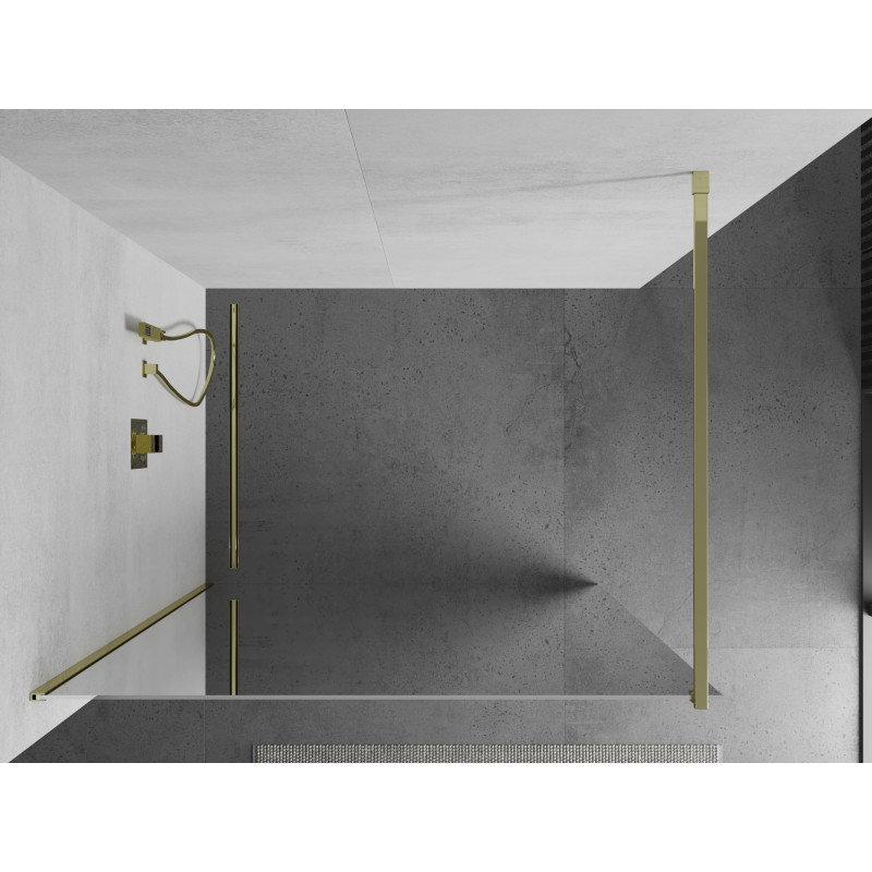 Mexen Kioto Walk-in Shower Wall 90 x 200 cm, mirror 8 mm, gold - 800-090-101-50-50