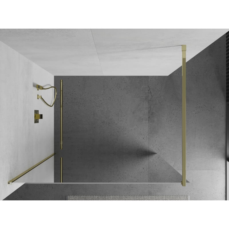 Mexen Kioto Duschwand Walk-in 110 x 200 cm, Spiegel 8 mm, Gold - 800-110-101-50-50