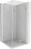 Mexen Lunar-F cabine de douche pliante droite 80 x 80 cm, transparent, or brossé - 836-080-080-55-00-P