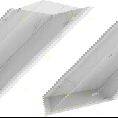 Mexen Lunar-F zložljiva desna tuš kabina 90 x 80 cm, prozorna, zlata brušena - 836-090-080-55-00-P