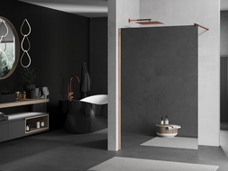 Mexen Kioto paroi de douche Walk-in 100 x 200 cm, miroir 8 mm, or rose - 800-100-101-60-50