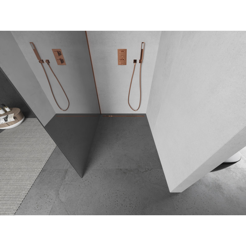 Mexen Kioto mampara de ducha Walk-in 120 x 200 cm, espejo 8 mm, oro rosa - 800-120-101-60-50