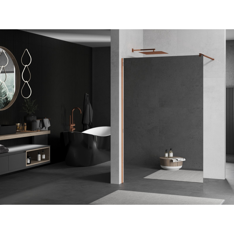Mexen Kioto mampara de ducha Walk-in 120 x 200 cm, espejo 8 mm, oro rosa - 800-120-101-60-50