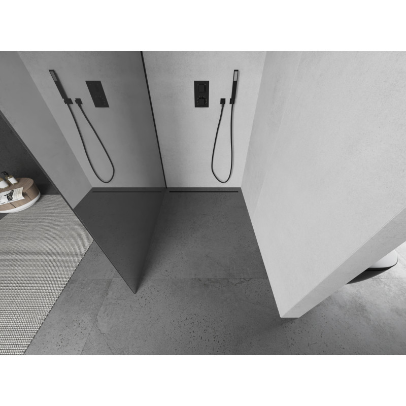 Mexen Kioto mampara de ducha Walk-in 90 x 200 cm, espejo 8 mm, negra - 800-090-101-70-50