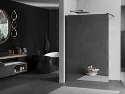 Mexen Kioto zidni tuš Walk-in 90 x 200 cm, ogledalo 8 mm, crni - 800-090-101-70-50