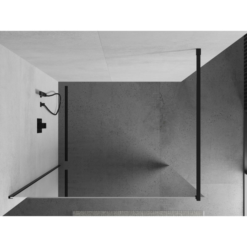Mexen Kioto Walk-in Shower Wall 100 x 200 cm, Mirror 8 mm, Black - 800-100-101-70-50