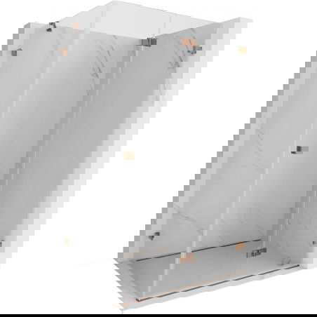 Mexen Lunar-F αναδιπλούμενη δεξιά καμπίνα ντους 100 x 80 cm, διαφανές, ροζ χρυσό