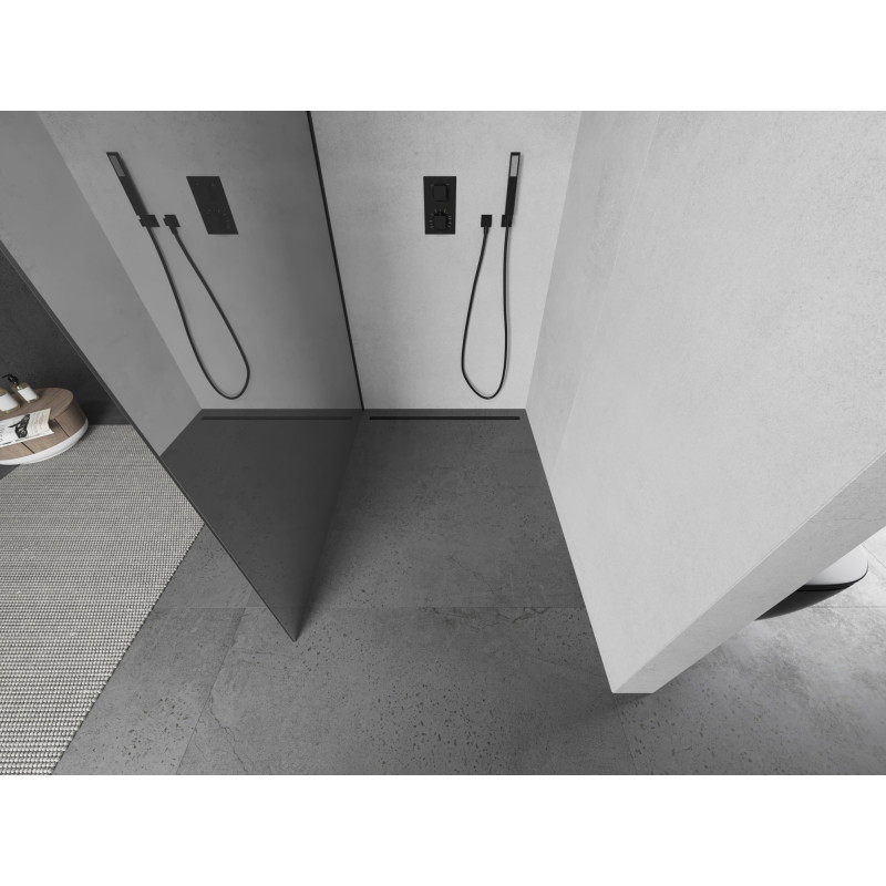 Mexen Kioto Walk-in Shower Wall 120 x 200 cm, Mirror 8 mm, Black - 800-120-101-70-50