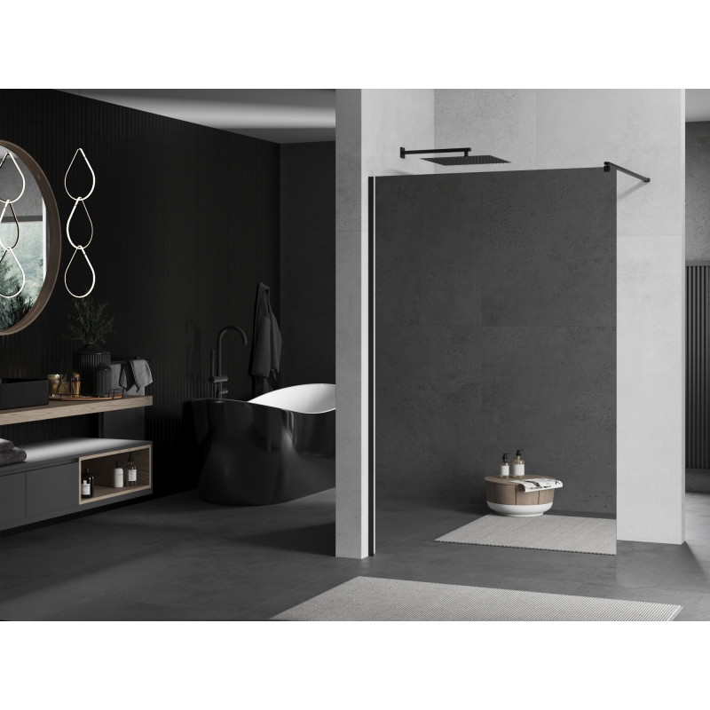 Mexen Kioto Walk-in Shower Wall 120 x 200 cm, Mirror 8 mm, Black - 800-120-101-70-50