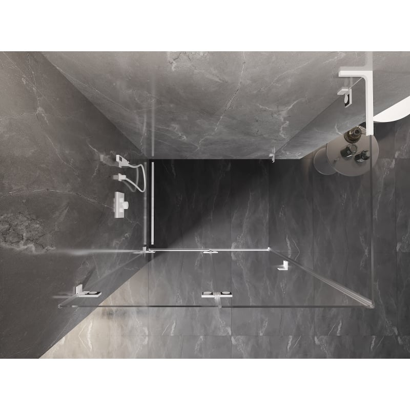 Mexen Lunar-F L folding shower enclosure left 100 x 70 cm, transparent, white - 836L-100-070-20-00-L