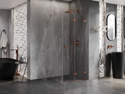 Mexen Lunar-F folding shower enclosure right 100 x 100 cm, transparent, rose gold- 836-100-100-60-00-P