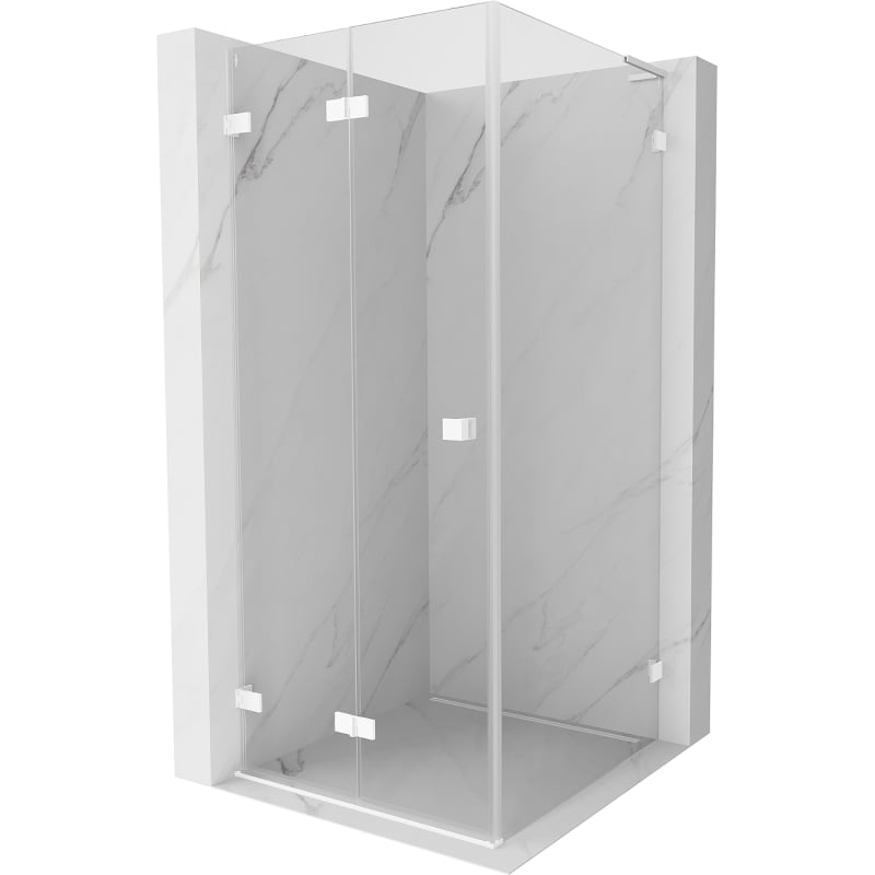 Mexen Lunar-F L klappbare Duschkabine links 80 x 80 cm, transparent, weiß - 836L-080-080-20-00-L
