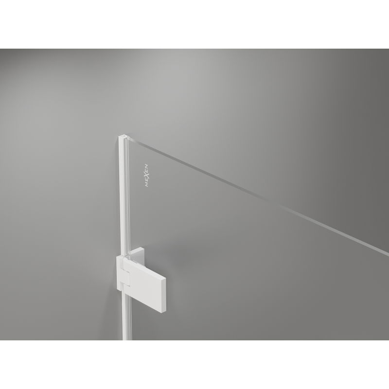 Mexen Lunar-F L klappbar Duschkabinn lénks 85 x 80 cm, transparent, wäiss - 836L-085-080-20-00-L