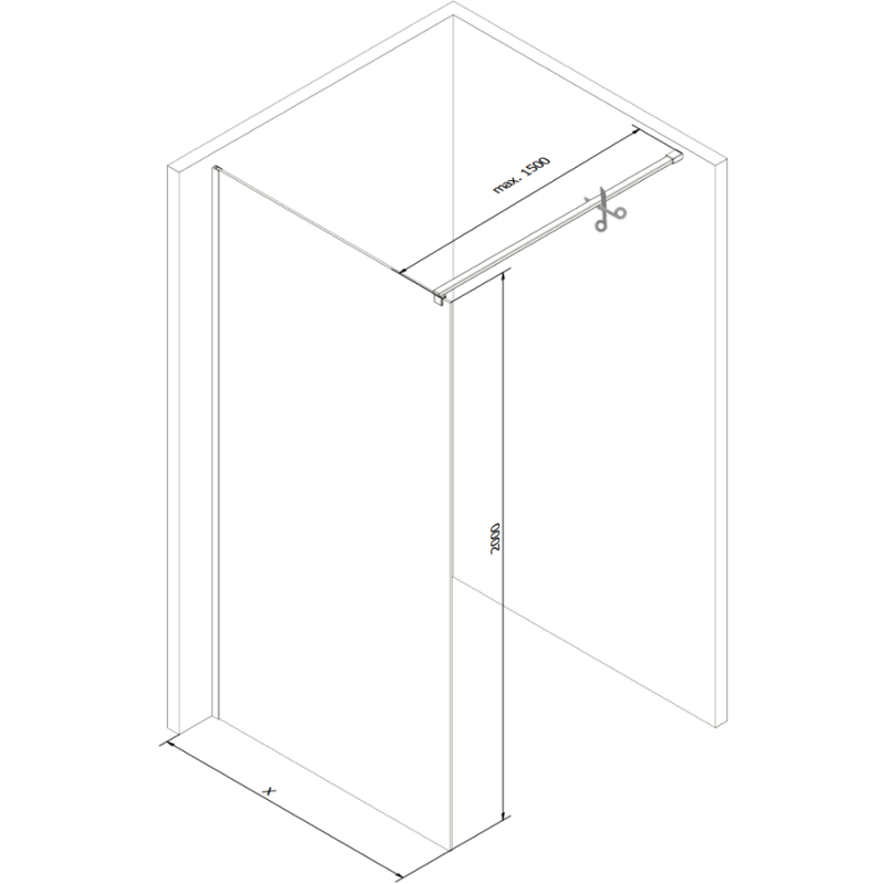 Mexen Kioto panel de ducha Walk-in 60 x 200 cm, marco negro 8 mm, cromo - 800-060-101-01-70