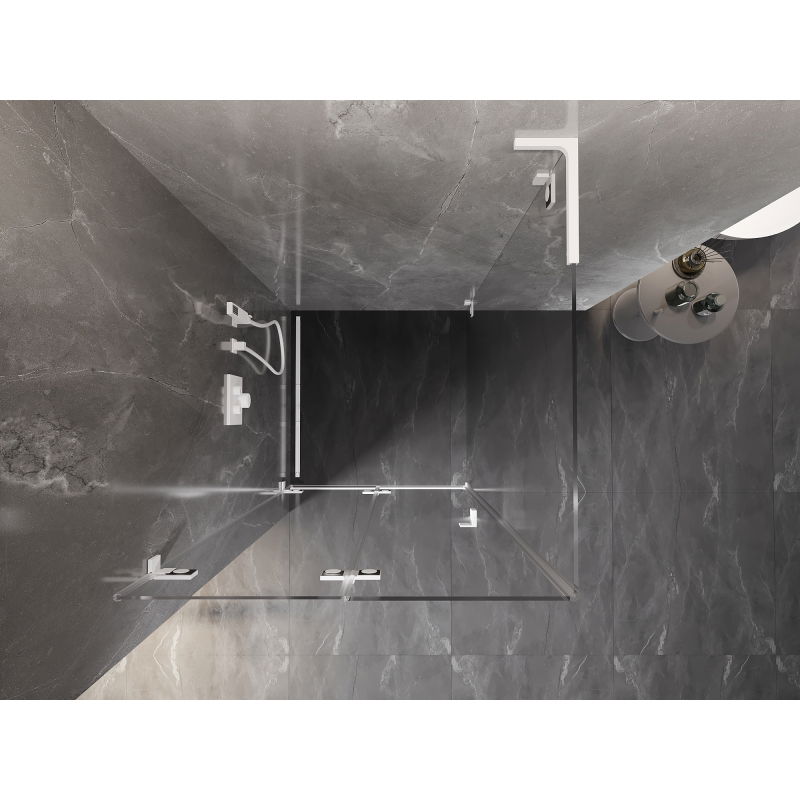 Mexen Lunar-F L opvouwbare douchecabine links 90 x 90 cm, transparant, wit - 836L-090-090-20-00-L