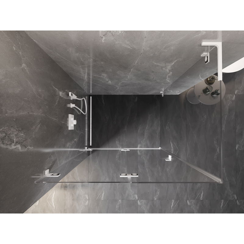 Mexen Lunar-F L folding shower enclosure left 95 x 90 cm, transparent, white - 836L-095-090-20-00-L