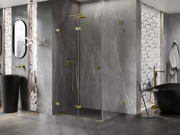 Mexen Lunar-F L paroi de douche pliante gauche 85 x 70 cm, transparent, doré - 836L-085-070-50-00-L