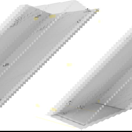 Mexen Lunar-F L klappbar Duschkabinn lénks 80 x 80 cm, transparent, gëllen - 836L-080-080-50-00-L