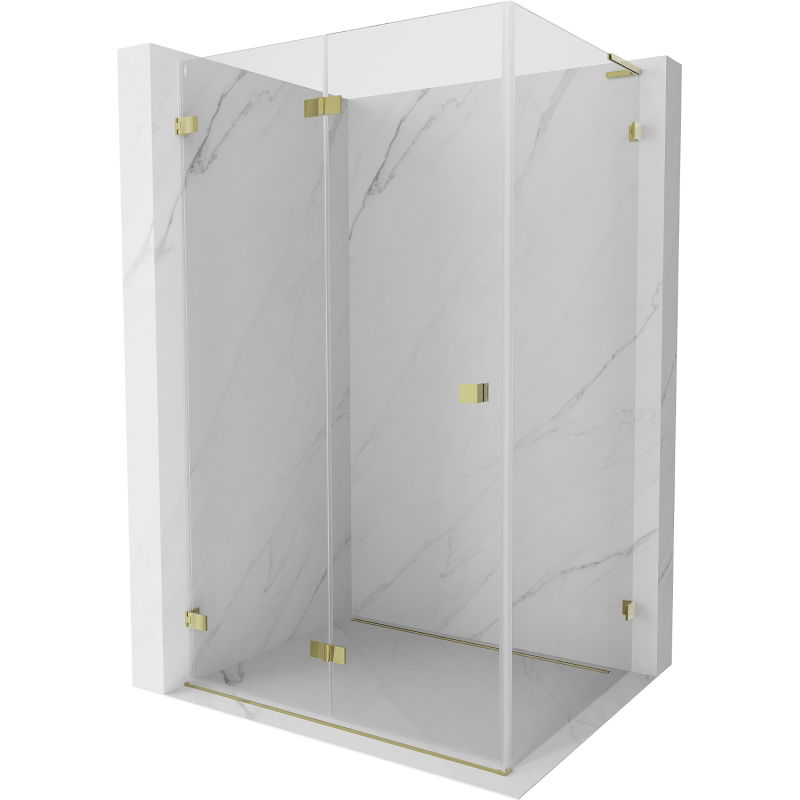 Mexen Lunar-F L Faltbare Duschkabine links 90 x 80 cm, transparent, gold - 836L-090-080-50-00-L