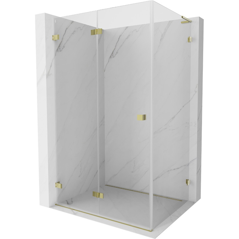Mexen Lunar-F L kabina prysznicowa składana lewa 100 x 80 cm, transparent, złota - 836L-100-080-50-00-L