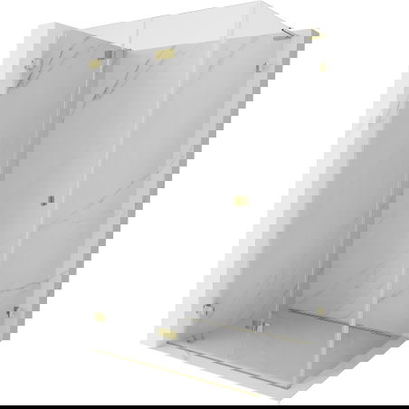 Mexen Lunar-F L inklapbare douchecabine links 95 x 90 cm, transparant, goud - 836L-095-090-50-00-L