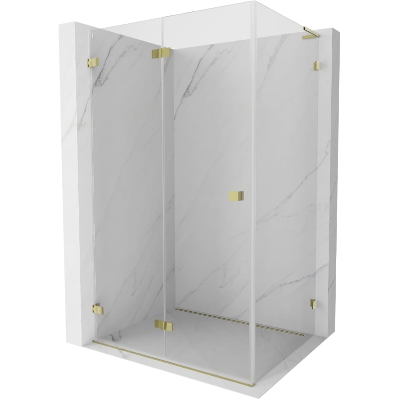 Mexen Lunar-F L folding shower cabin left 100 x 90 cm, transparent, gold - 836L-100-090-50-00-L