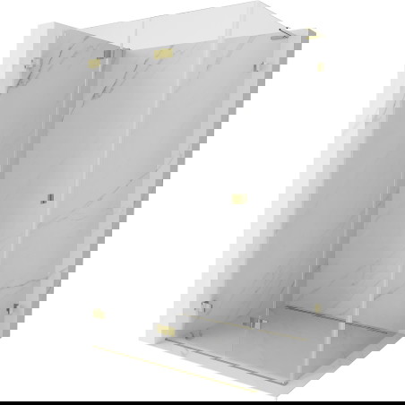 Mexen Lunar-F L zložljiva tuš kabina leva 100 x 90 cm, prozorna, zlata - 836L-100-090-50-00-L