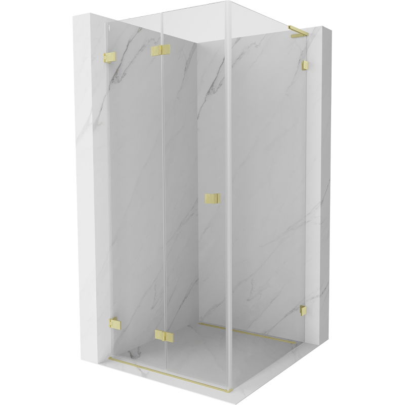 Mexen Lunar-F L Faltbare Duschkabine links 70 x 70 cm, transparent, gebürstetes Gold - 836L-070-070-55-00-L