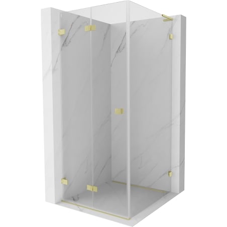 Mexen Lunar-F L folding shower enclosure left 70 x 70 cm, transparent, brushed gold - 836L-070-070-55-00-L
