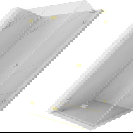 Mexen Lunar-F L cabina de ducha plegable izquierda 100 x 70 cm, transparente, dorado cepillado - 836L-100-070-55-00-L