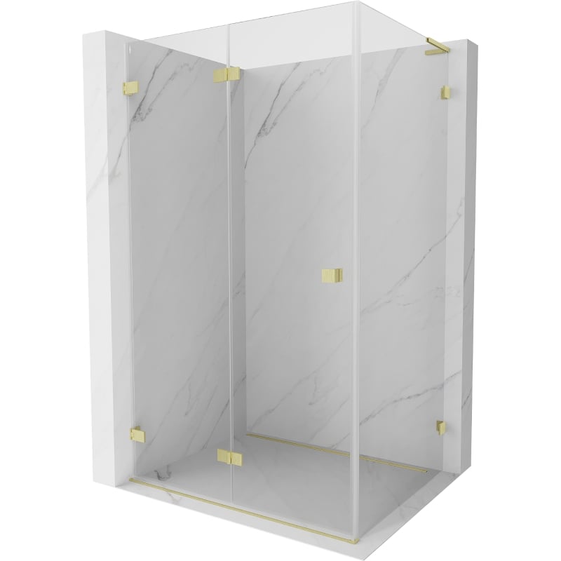 Mexen Lunar-F L faltbare Duschkabine links 100 x 90 cm, transparent, gebürstetes Gold - 836L-100-090-55-00-L