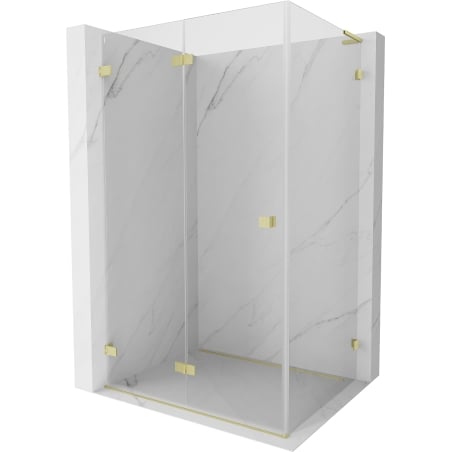 Mexen Lunar-F L faltbare Duschkabine links 100 x 90 cm, transparent, gebürstetes Gold - 836L-100-090-55-00-L