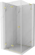 Mexen Lunar-F L Faltbare Duschkabine links 100 x 100 cm, transparent, gebürstetes Gold - 836L-100-100-55-00-L