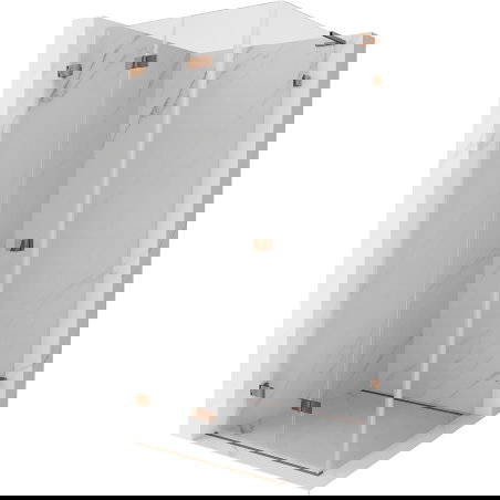 Mexen Lunar-F L zložljiva pršna kabina leva 70 x 70 cm, prozorna, rožnato zlato - 836L-070-070-60-00-L