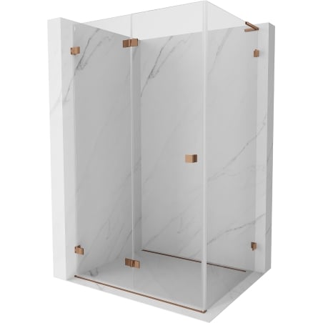 Mexen Lunar-F L cabine de douche pliable gauche 85 x 80 cm, transparent, or rose - 836L-085-080-60-00-L