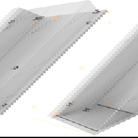 Mexen Lunar-F L πτυσσόμενη αριστερή καμπίνα ντους 90 x 80 cm, διαφανής, ροζ χρυσό