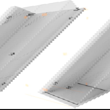 Mexen Lunar-F L πτυσσόμενη αριστερή καμπίνα ντους 95 x 90 cm, διάφανο, ροζ χρυσό