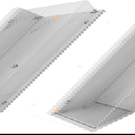 Mexen Lunar-F L inklapbare douchecabine links 95 x 70 cm, transparant, geborsteld koper - 836L-095-070-65-00-L