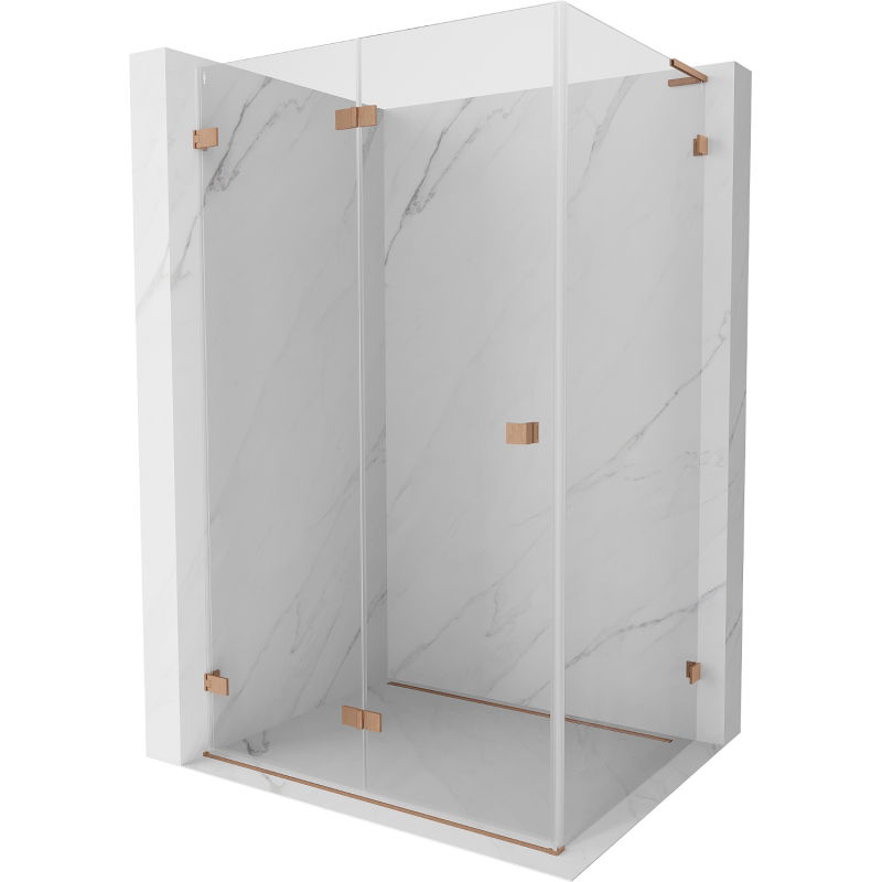 Mexen Lunar-F L Duschkabine faltbar links 90 x 80 cm, transparent, gebürstetes Kupfer - 836L-090-080-65-00-L
