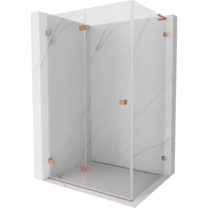 Mexen Lunar-F L folding shower enclosure left 90 x 80 cm, transparent, brushed copper - 836L-090-080-65-00-L