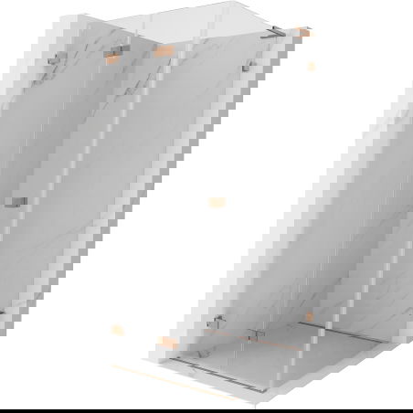 Mexen Lunar-F L opvouwbare douchecabine links 90 x 90 cm, transparant, geborsteld koper - 836L-090-090-65-00-L