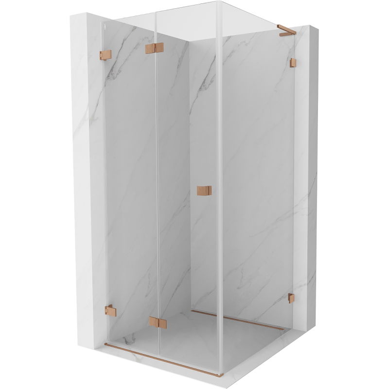 Mexen Lunar-F L Falttür-Duschkabine links 100 x 100 cm, transparent, gebürstetes Kupfer - 836L-100-100-65-00-L
