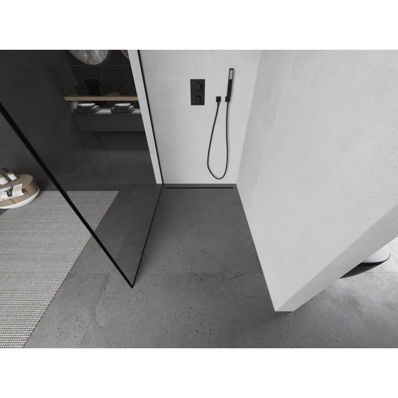Mexen Kioto Walk-in Shower Wall 100 x 200 cm, Black Frame 8 mm, Black - 800-100-101-70-70