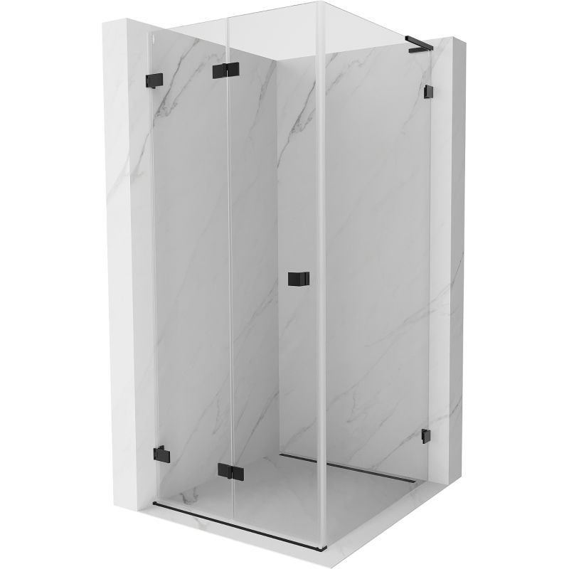 Mexen Lunar-F L opvouwbare douchecabine links 70 x 70 cm, transparant, zwart - 836L-070-070-70-00-L