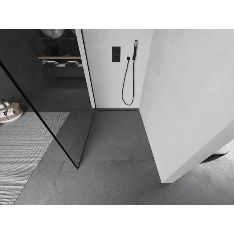 Mexen Kioto dušinurk Walk-in 120 x 200 cm, must raam 8 mm, must - 800-120-101-70-70