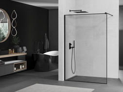 Mexen Kioto Walk-in Shower Screen 140 x 200 cm, Black Frame 8 mm, Black - 800-140-101-70-70