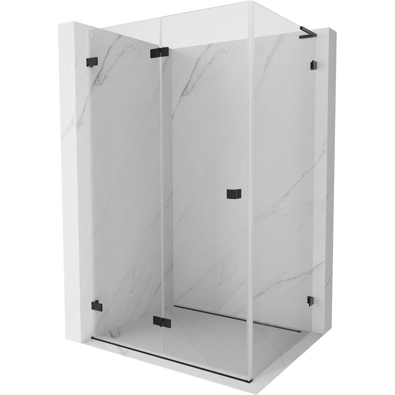Mexen Lunar-F L Left Folding Shower Enclosure 85 x 80 cm, Transparent, Black - 836L-085-080-70-00-L