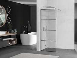 Mexen Kioto stijena za tuš Walk-in 90 x 200 cm, crna mreža 8 mm, krom - 800-090-101-01-77