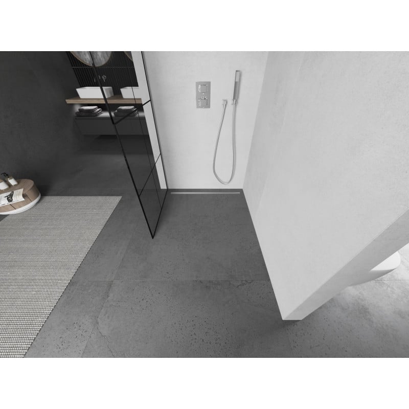 Mexen Kioto duschvägg Walk-in 90 x 200 cm, svart rutnät 8 mm, krom - 800-090-101-01-77